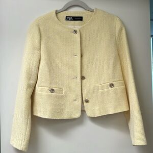 Zara Cream Textured Blazer